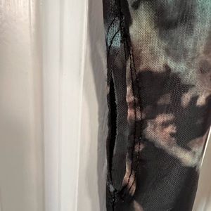 Beautiful sheer, mock turtleneck, black with tie dye size M AFRM.